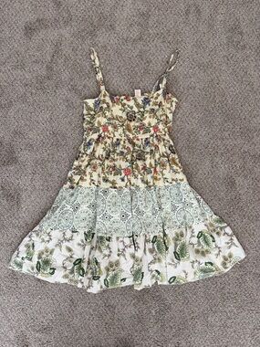 Floral Tiered Sundress in Cream and Green
